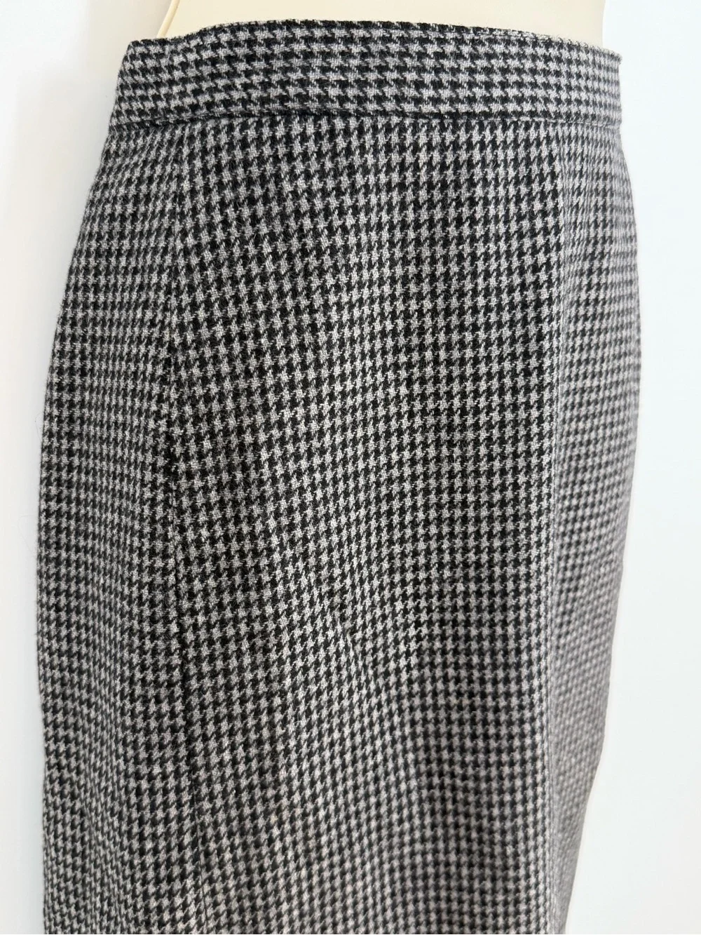 Vintage 80s Hunters Run Houndstooth Wool Pleated Midi Skirt 12 Academia Ivy Prep
